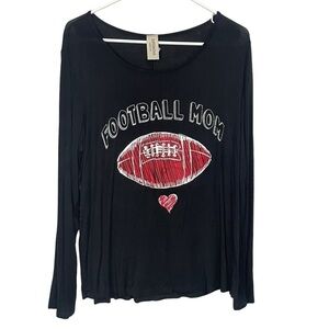 SuperNova Black Long Sleeve Stretch Knit Football Mom Love T-shirt, XL